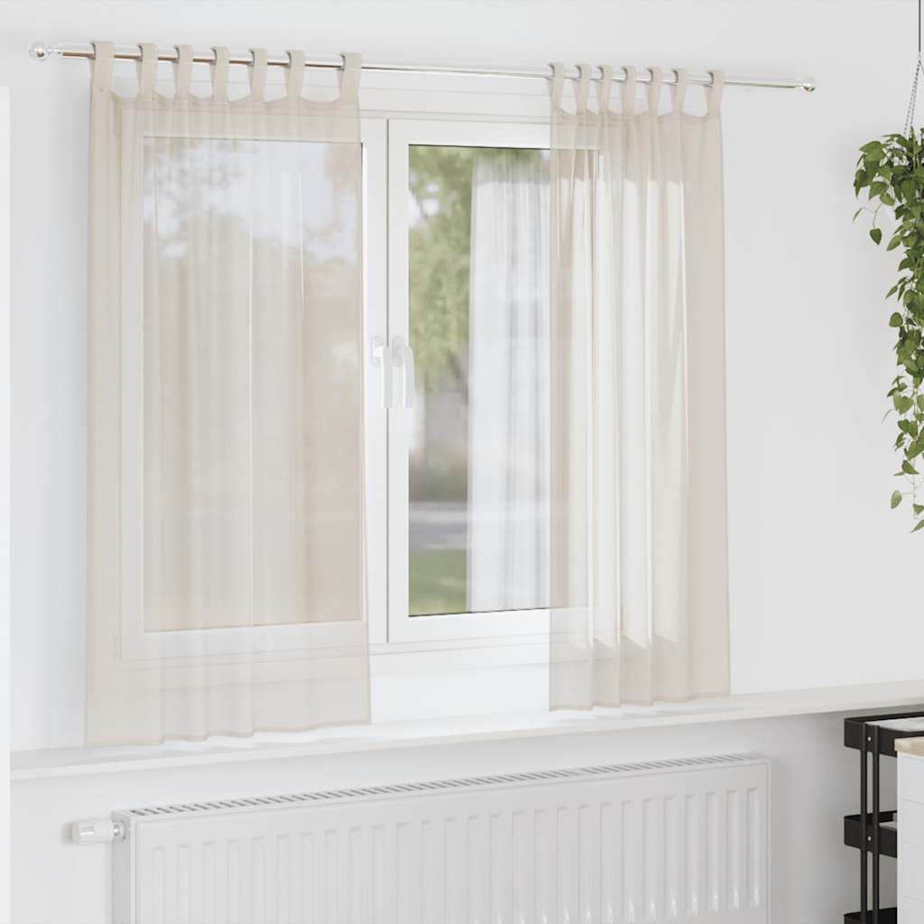 Gordijnen voile met Tab Top 2 st crèmekleurig is nu te koop bij PeponiXL, paradijselijk wonen!