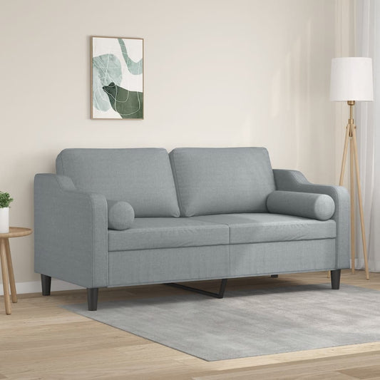 Tweezitsbank met sierkussens 140 cm stof lichtgrijs is nu te koop bij PeponiXL, paradijselijk wonen!