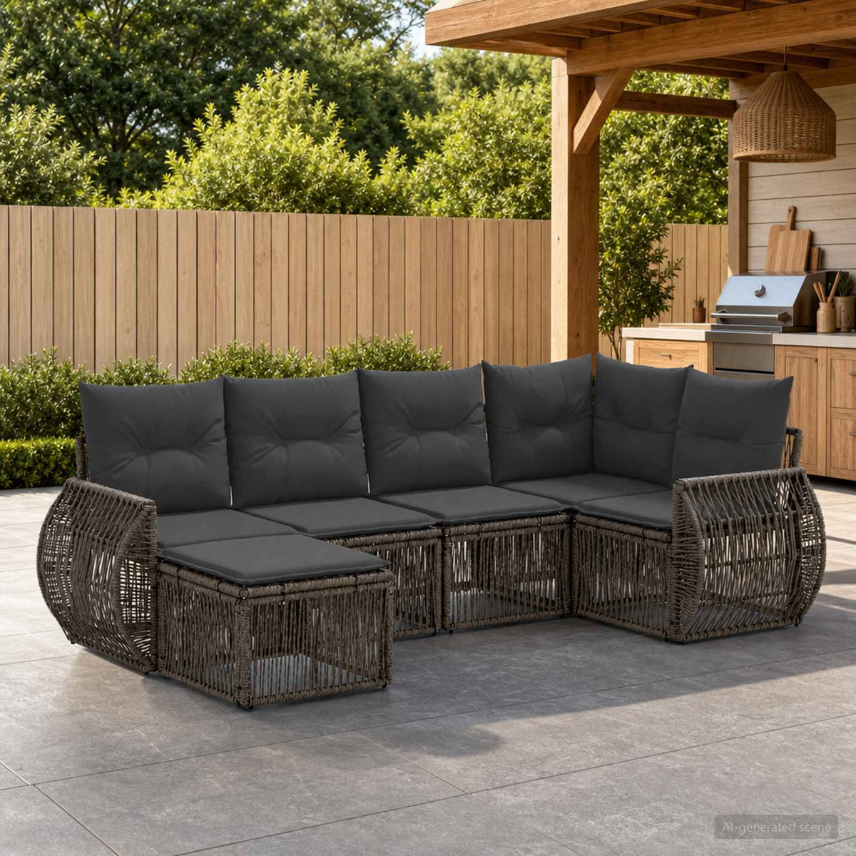 Tuinbankenset 6 pcs Grijs en Donkergrijs poly rattan is nu te koop bij PeponiXL, paradijselijk wonen!