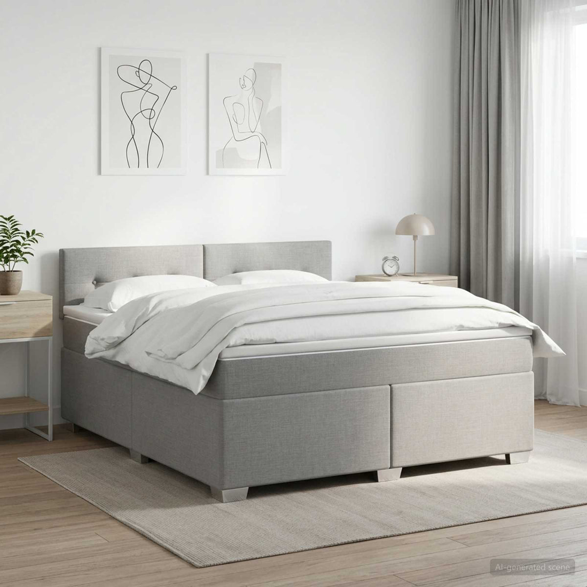 Boxspringbed met matras Lichtgrijs 180 x 200 cm Stof is nu te koop bij PeponiXL, paradijselijk wonen!