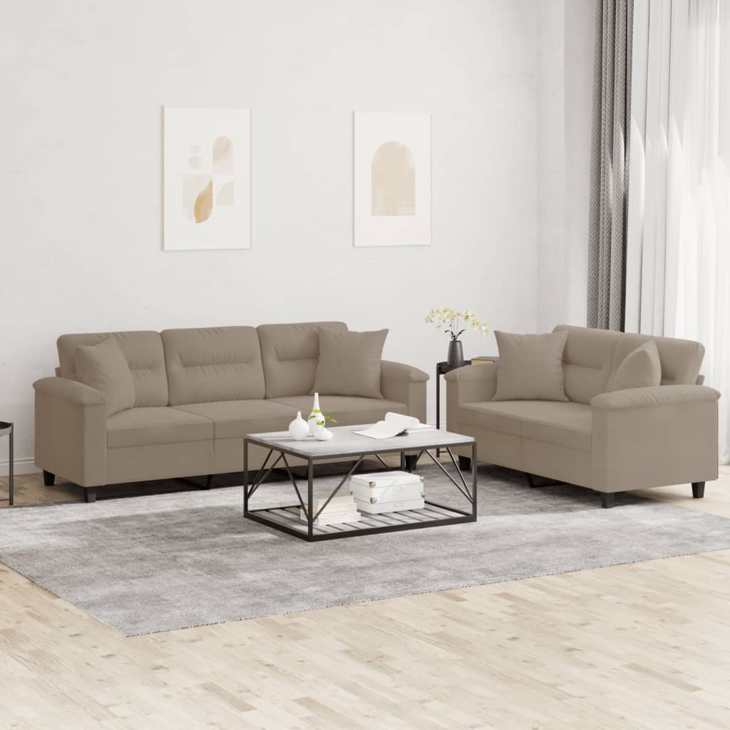 2-delige Loungeset met kussens microvezelstof taupe is nu te koop bij PeponiXL, paradijselijk wonen!