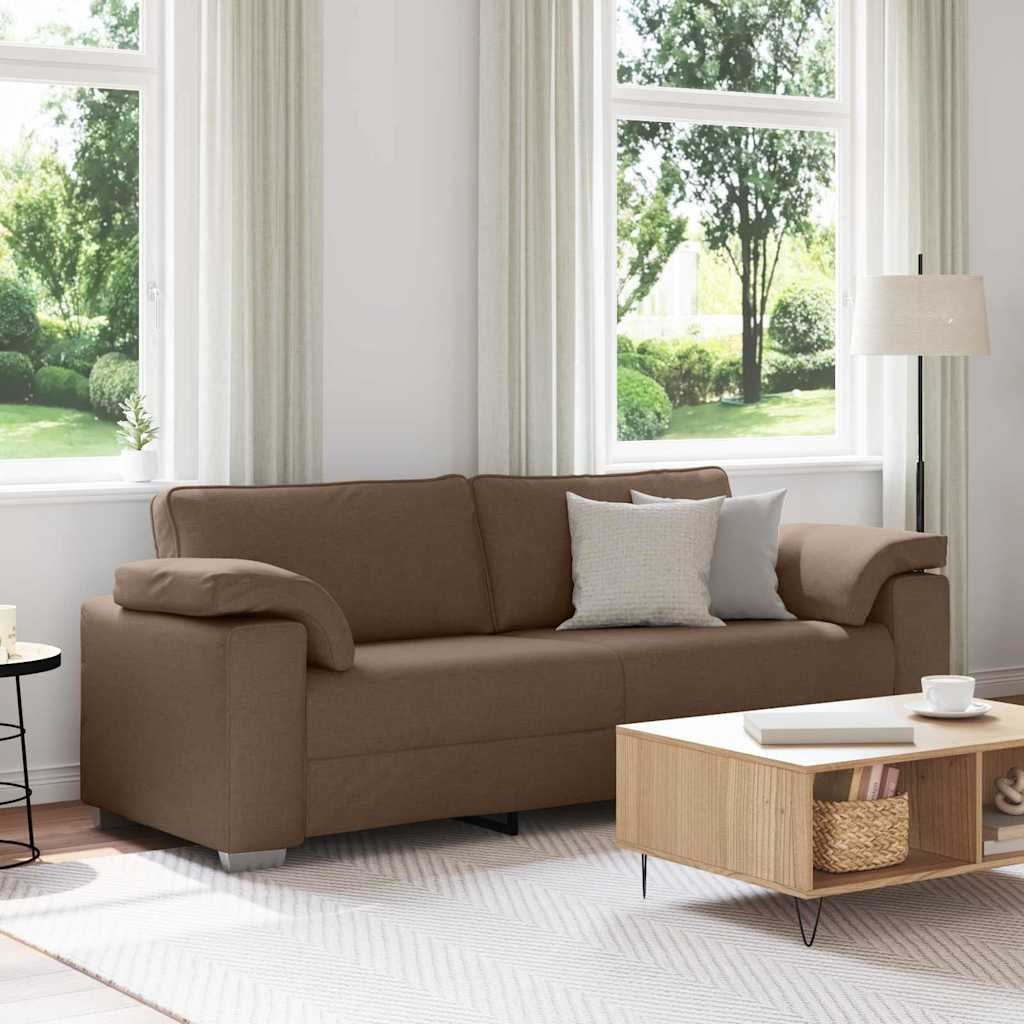 3-Zits Bank Bruin 220 cm Stof is nu te koop bij PeponiXL, paradijselijk wonen!