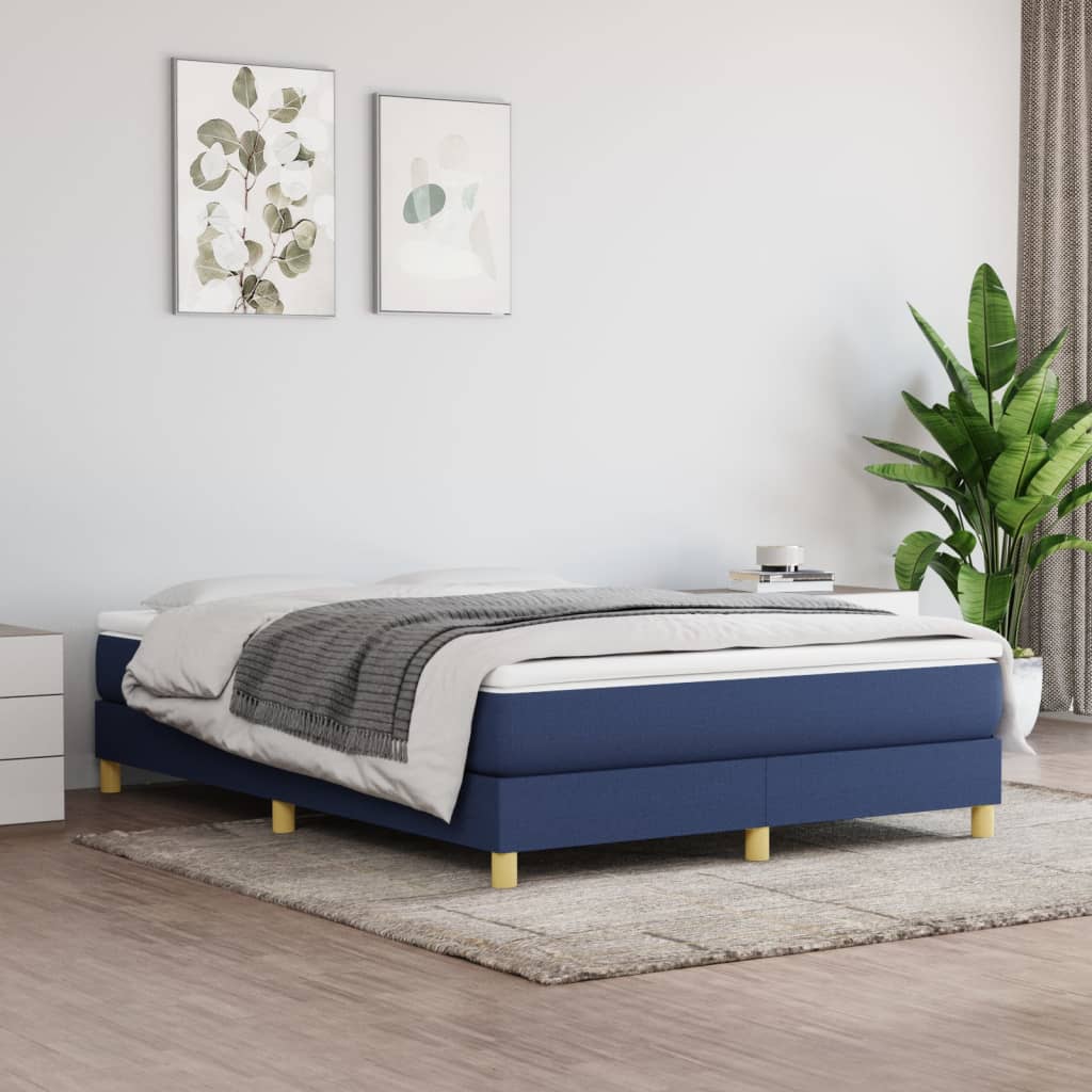 Boxspring met matras stof blauw 140x190 cm is nu te koop bij PeponiXL, paradijselijk wonen!