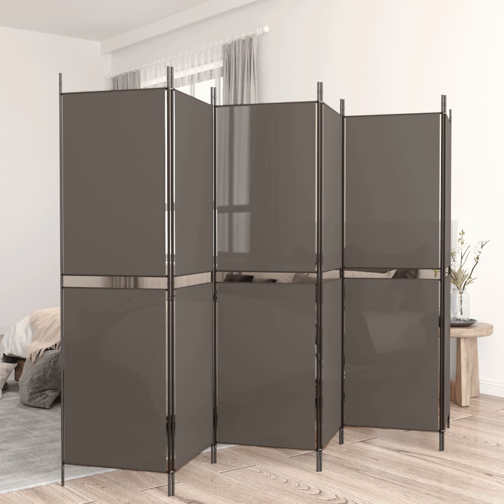 Kamerscherm met 6 panelen 300x220 cm stof antracietkleurig is nu te koop bij PeponiXL, paradijselijk wonen!