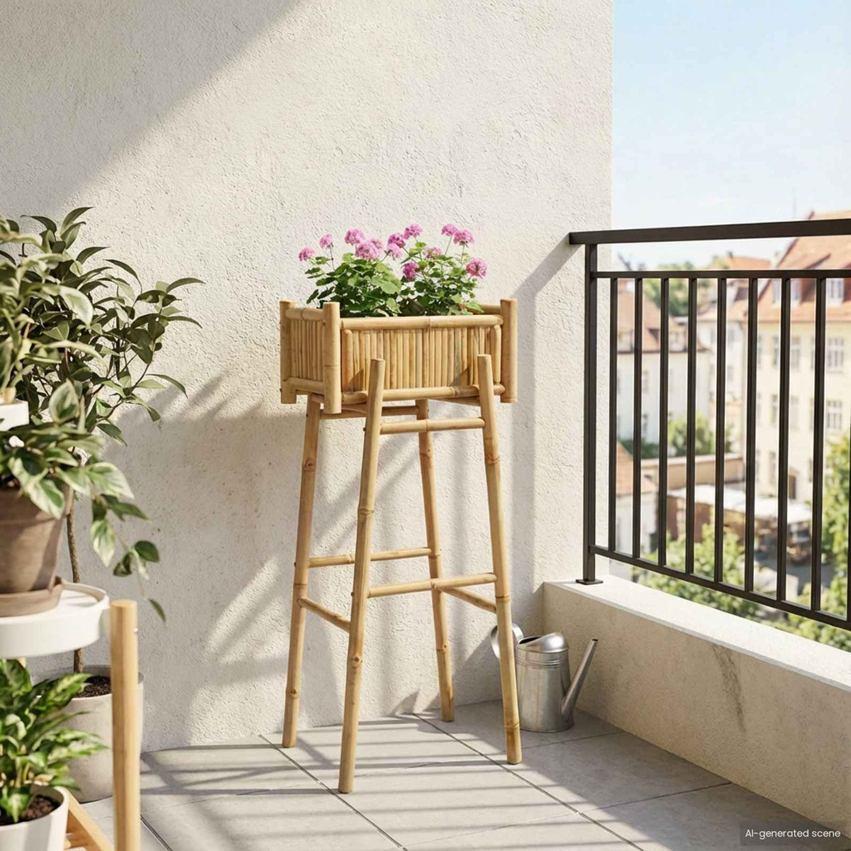 Tuinplanter met Houder Naturel 50 x 38 x 114 cm Bamboe is nu te koop bij PeponiXL, paradijselijk wonen!