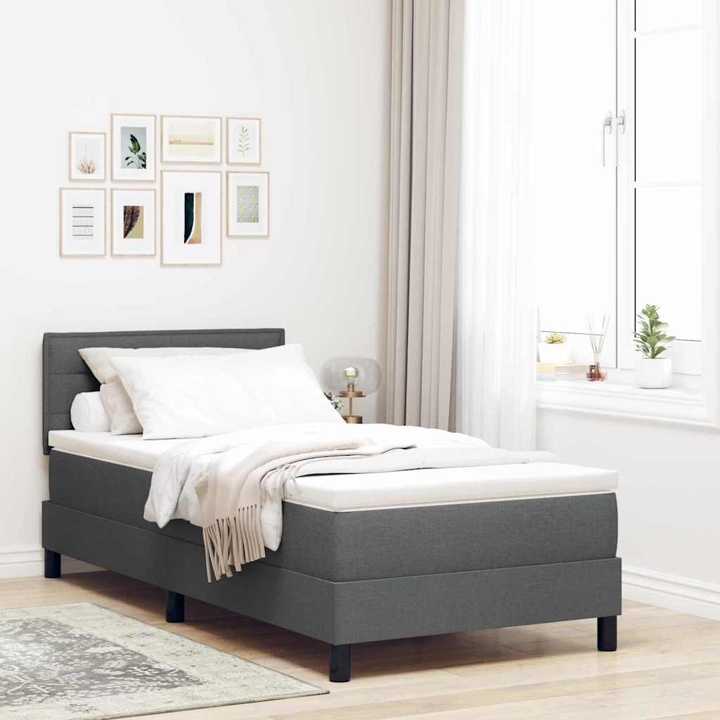 Boxspring bed met matras met LED Donkergrijs 80 x 200 cm Stof is nu te koop bij PeponiXL, paradijselijk wonen!