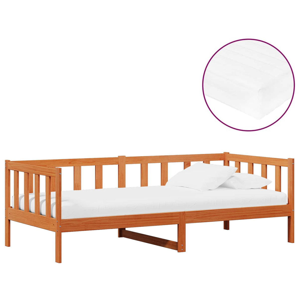 Daybed met matras met hoofdeinde Waxbruin en wit 90 x 200 cm is nu te koop bij PeponiXL, paradijselijk wonen!