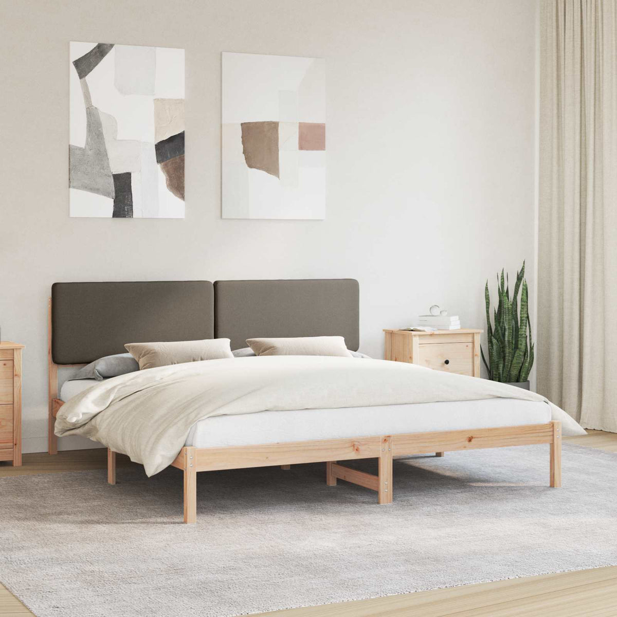 Bedframe met Gevoerd Hoofdgedeelte Taupe 200 x 200 cm is nu te koop bij PeponiXL, paradijselijk wonen!