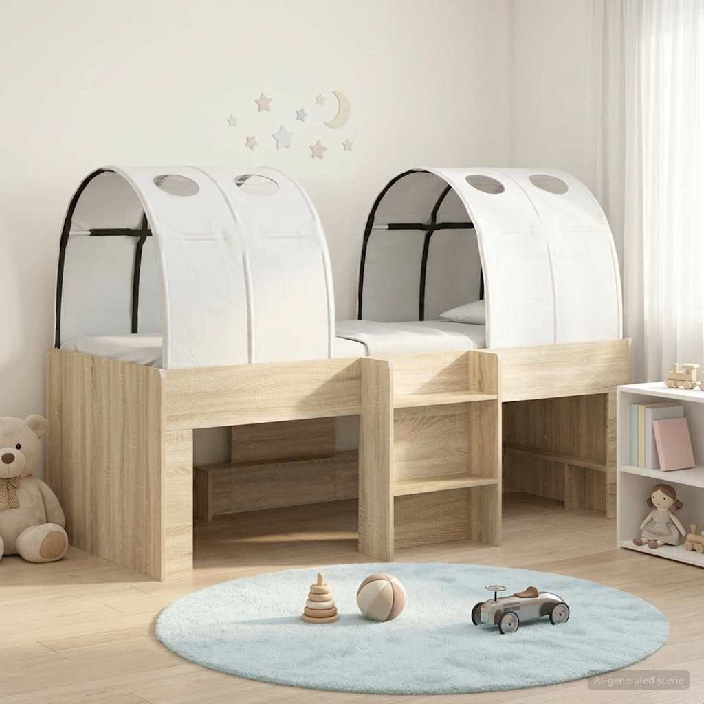 Bed met Tunnel 3 st Sonoma en Wit Bewerkt hout is nu te koop bij PeponiXL, paradijselijk wonen!