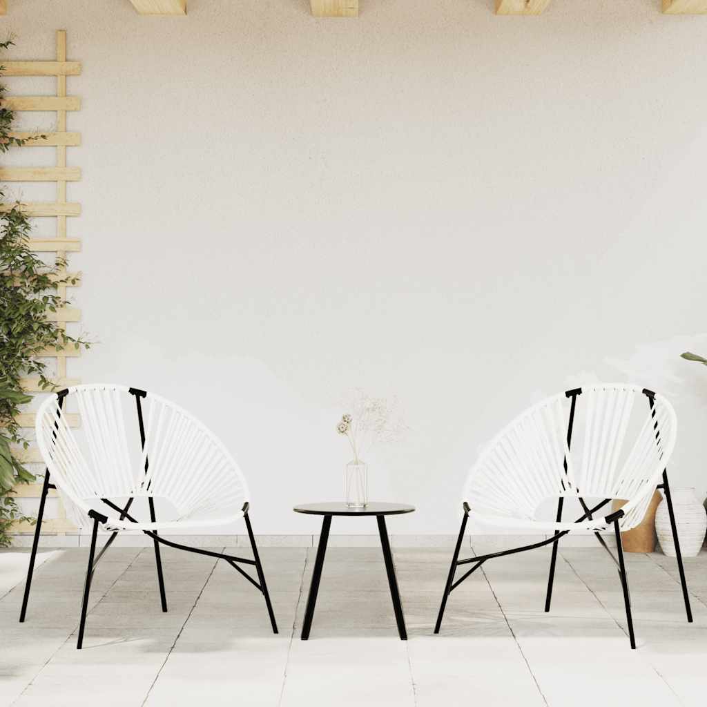 Tuinstoelenset 3-delig poly rattan zwart en wit is nu te koop bij PeponiXL, paradijselijk wonen!