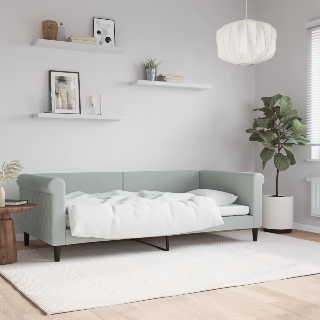 Slaapbank 90x190 cm fluweel lichtgrijs is nu te koop bij PeponiXL, paradijselijk wonen!