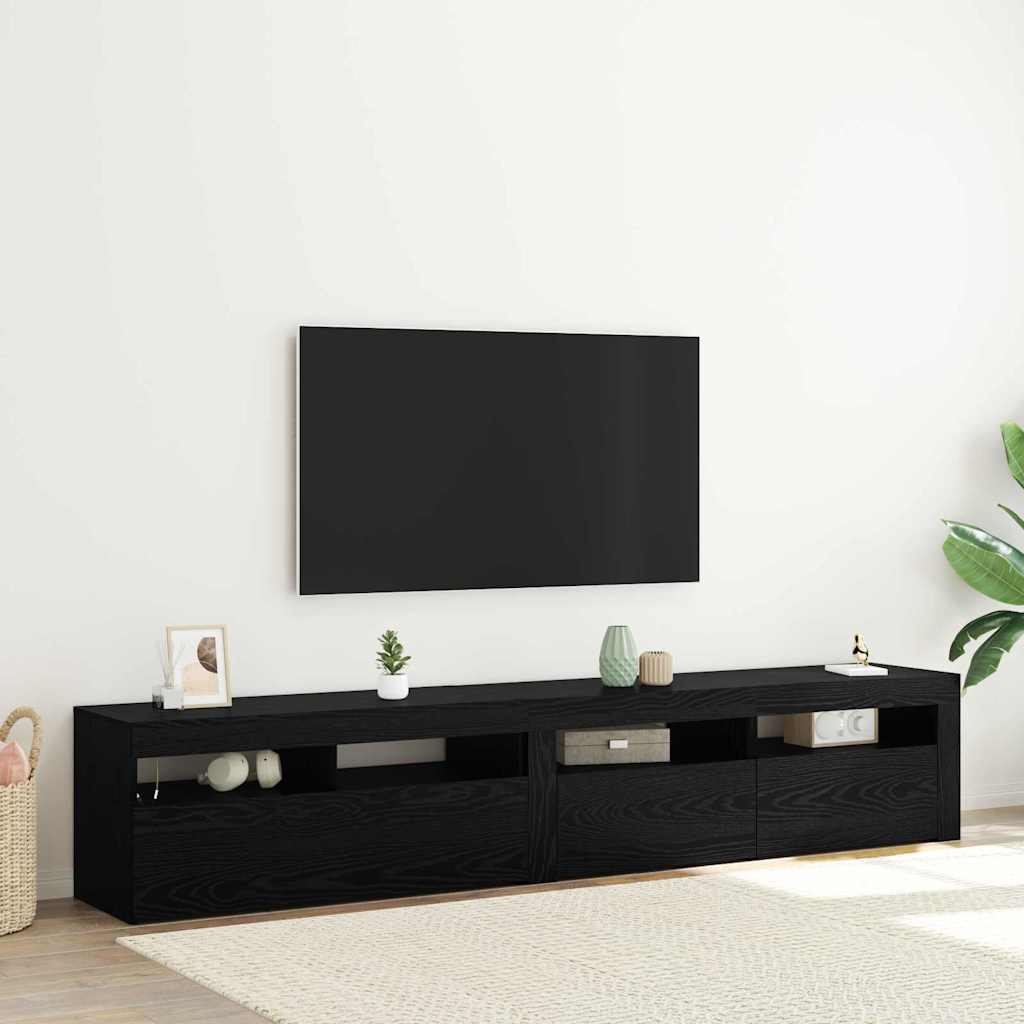 TV-kast 2 pcs Zwart Eiken 210 x 35 x 40 cm Bewerkt hout is nu te koop bij PeponiXL, paradijselijk wonen!