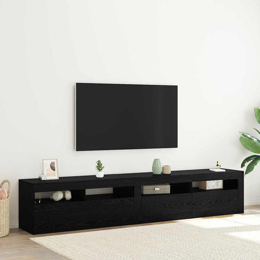 TV-kast 2 pcs Zwart Eiken 210 x 35 x 40 cm Bewerkt hout is nu te koop bij PeponiXL, paradijselijk wonen!