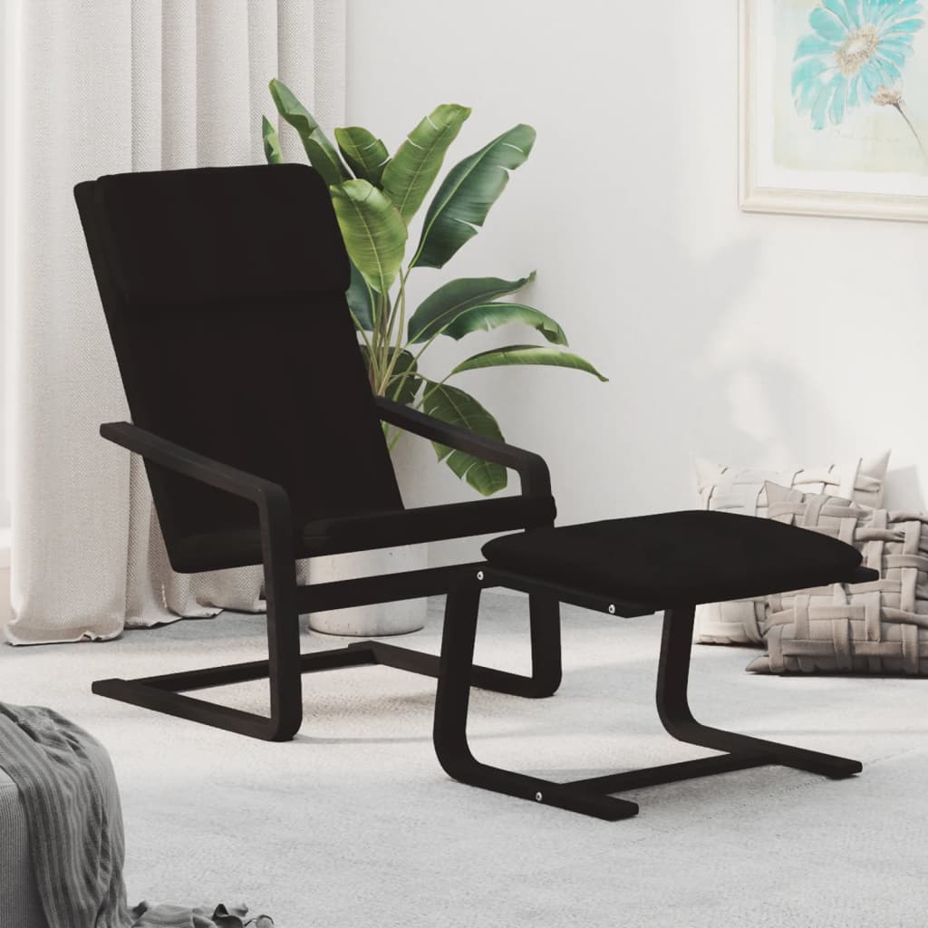 Relaxstoel met voetenbank stof zwart is nu te koop bij PeponiXL, paradijselijk wonen!