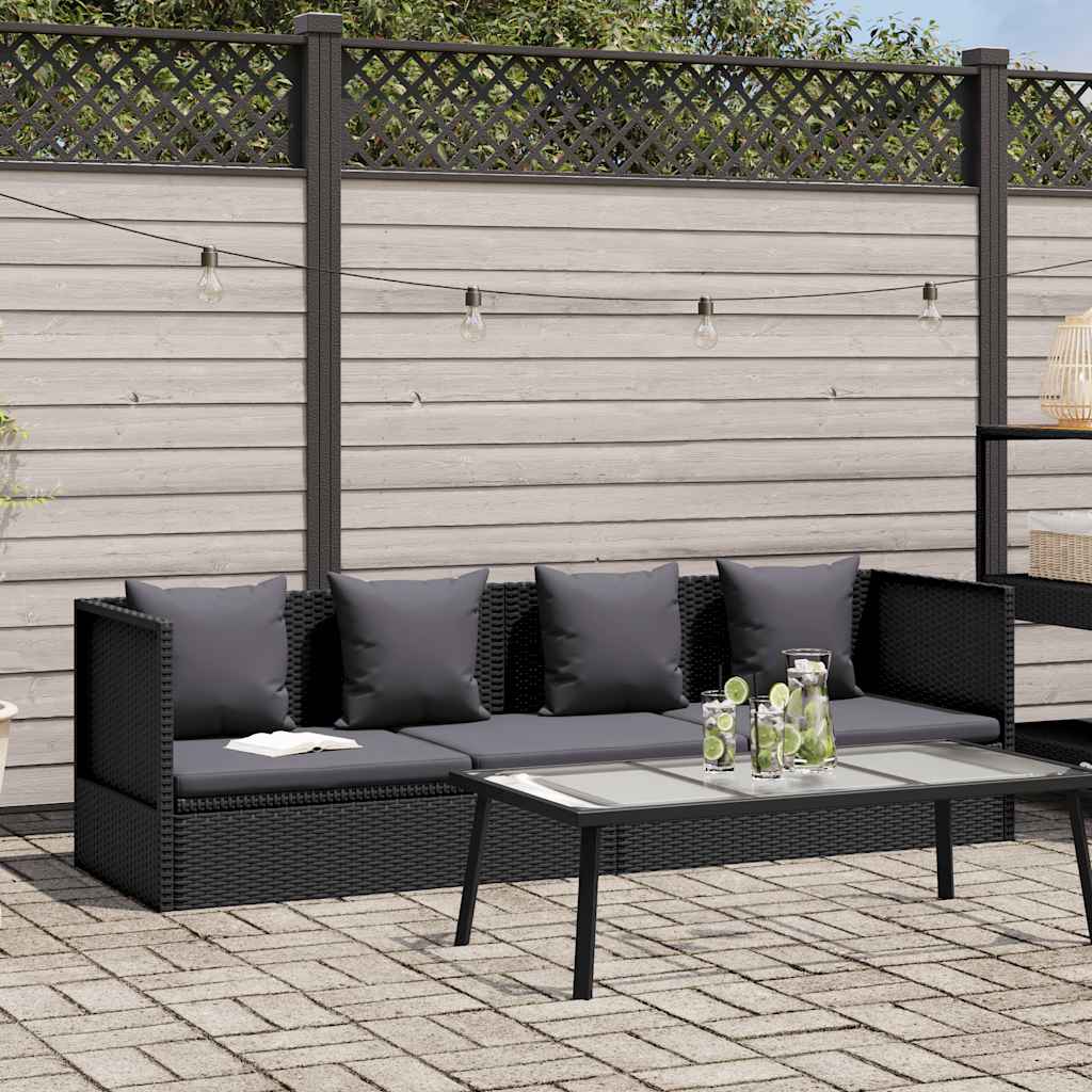 Tuinbed met kussens poly rattan zwart is nu te koop bij PeponiXL, paradijselijk wonen!