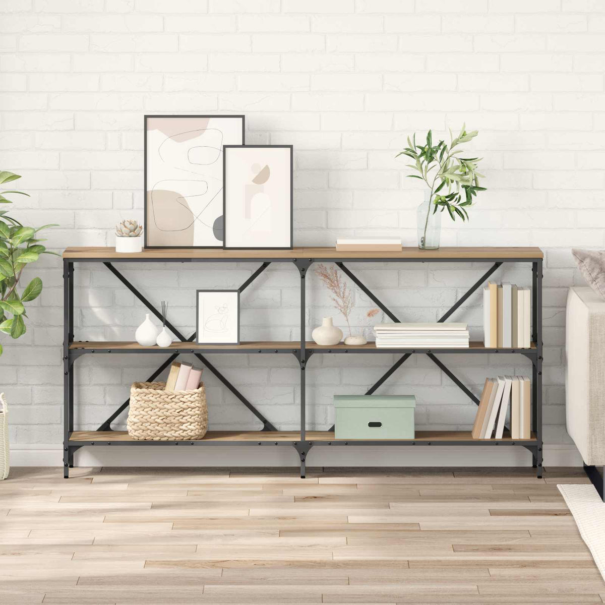 Wandtafel Artisan Eiken 160 x 30 x 75 cm Bewerkt hout is nu te koop bij PeponiXL, paradijselijk wonen!