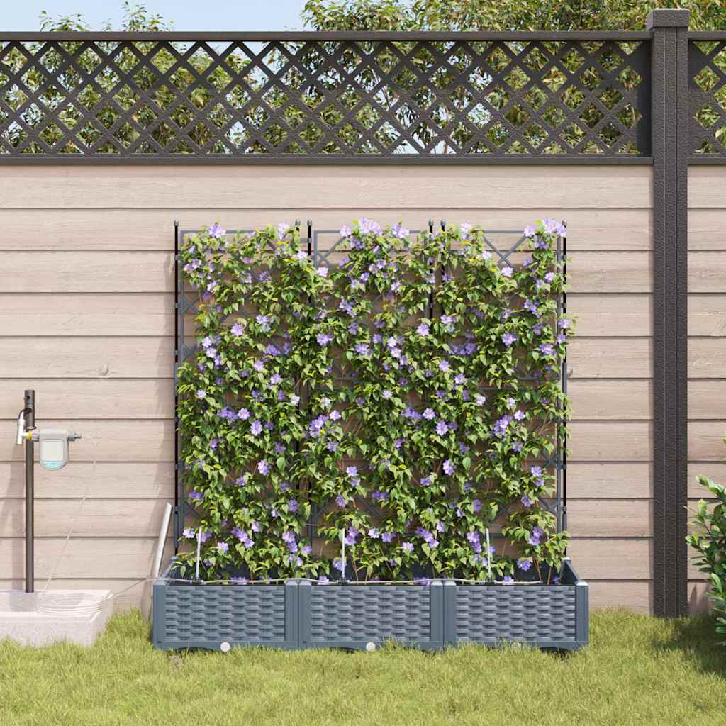 Tuin Bloempot 3 pcs Licht Grijs Kunststof is nu te koop bij PeponiXL, paradijselijk wonen!