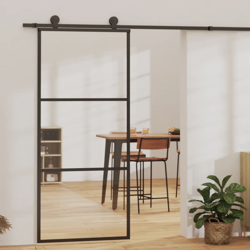 Schuifdeur met beslag 90x205 cm aluminium en ESG-glas is nu te koop bij PeponiXL, paradijselijk wonen!