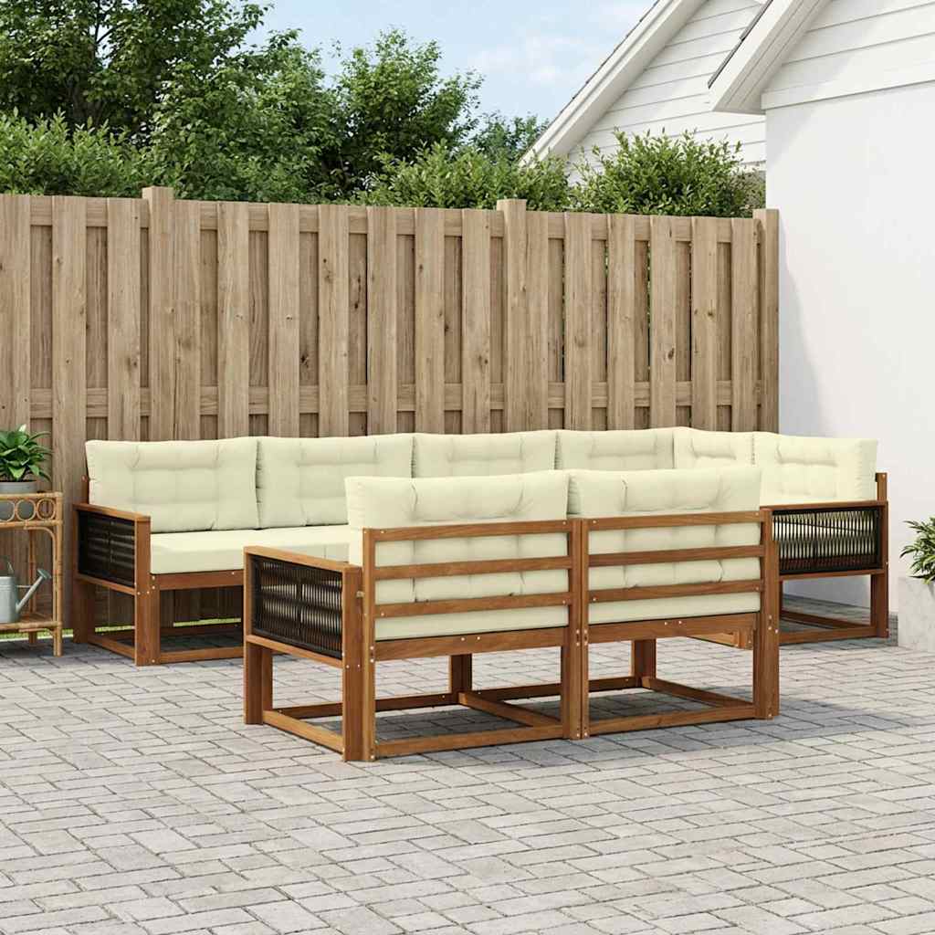 Buiten bankenset met kussen 7 pcs Natuurlijk en Crème is nu te koop bij PeponiXL, paradijselijk wonen!