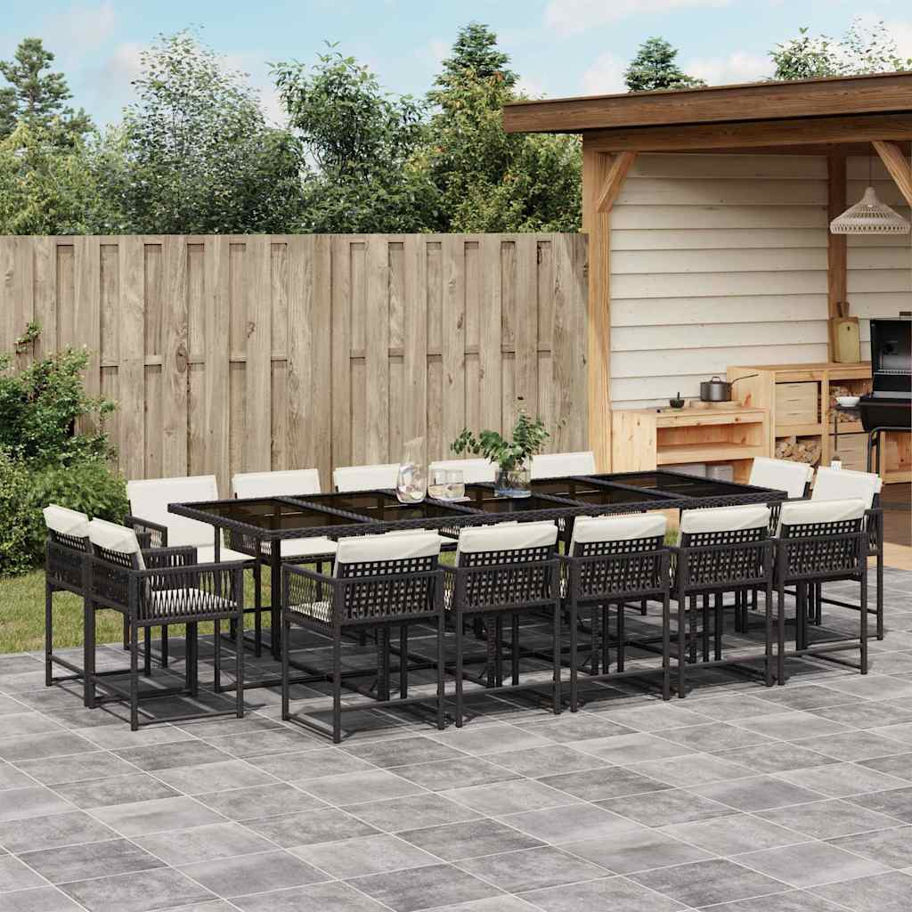 15-delige Tuinset met kussens poly rattan zwart is nu te koop bij PeponiXL, paradijselijk wonen!