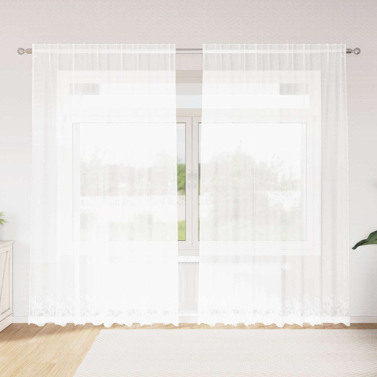vidaXL Kantgordijn Wit 200 x 200 cm Polyester