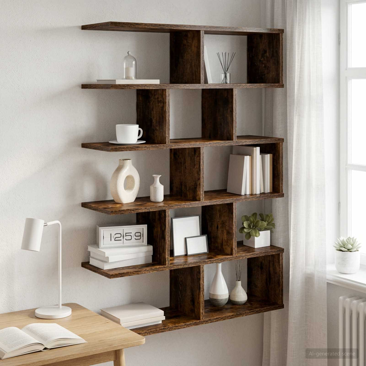 Wandplank Gerookt eiken 70 x 20 x 100 cm Bewerkt hout is nu te koop bij PeponiXL, paradijselijk wonen!