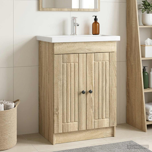Badkamer onder wastafel kast Sonoma Eiken 56 x 37,5 x 81 cm is nu te koop bij PeponiXL, paradijselijk wonen!