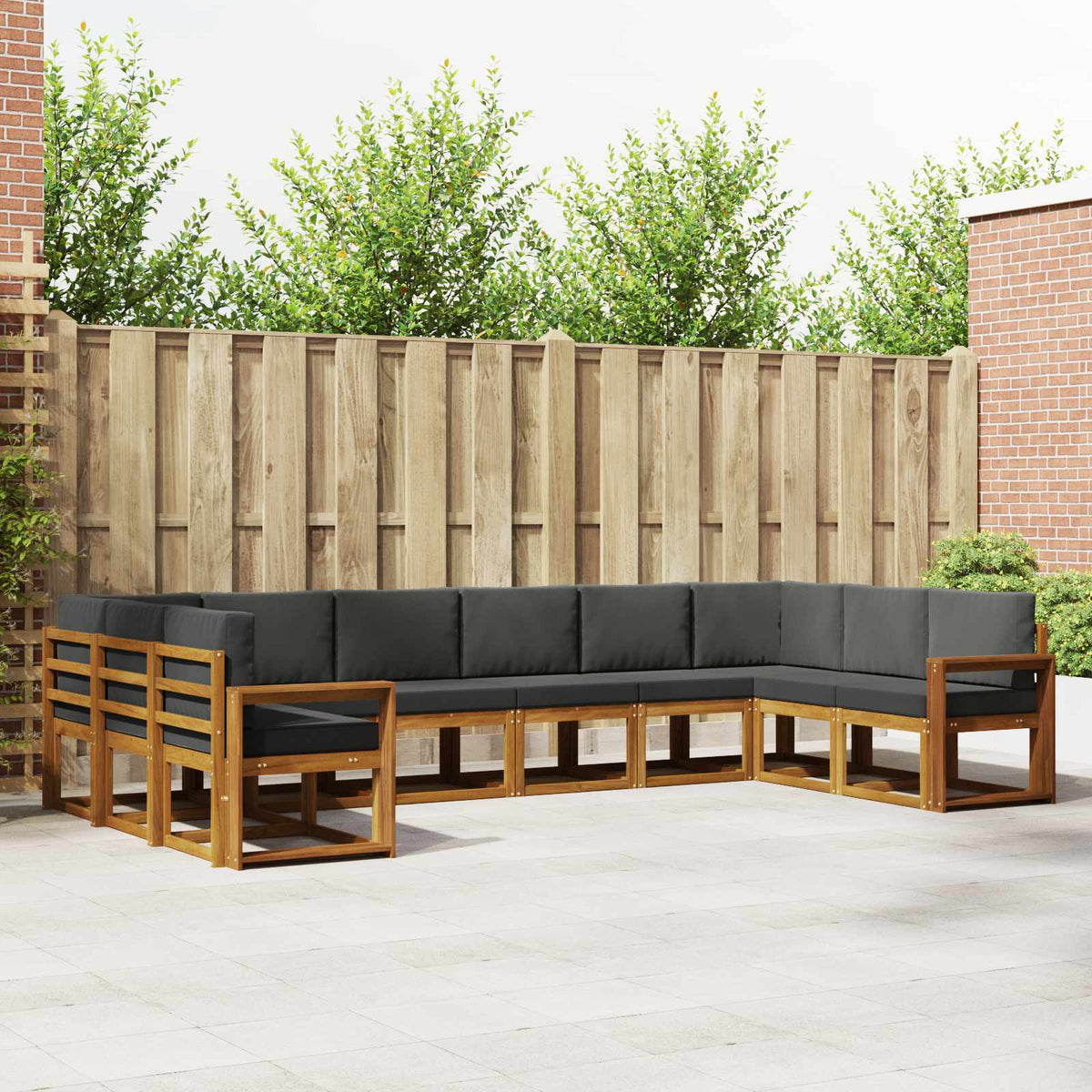Buiten bankenset met kussen 10 pcs Natuurlijk en Antraciet is nu te koop bij PeponiXL, paradijselijk wonen!