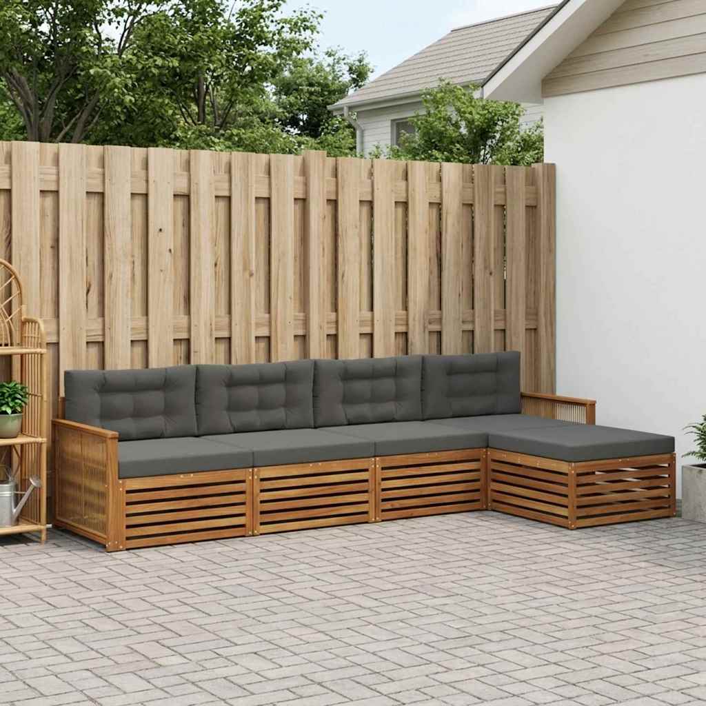 Buiten bankenset met kussen 5 pcs Natuurlijk en Antraciet is nu te koop bij PeponiXL, paradijselijk wonen!