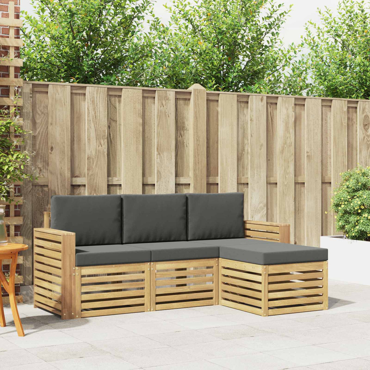 Buiten bankenset 4 pcs Wit en antracietkleurig is nu te koop bij PeponiXL, paradijselijk wonen!