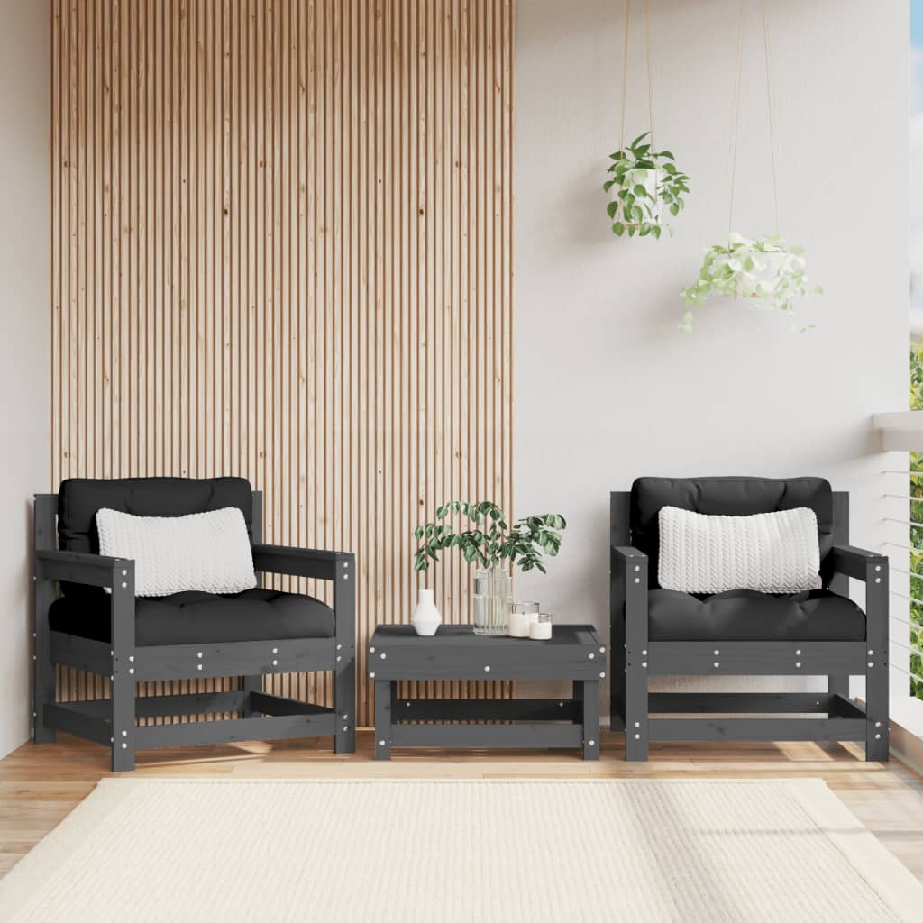 Tuinstoelen 2 st massief grenenhout grijs is nu te koop bij PeponiXL, paradijselijk wonen!