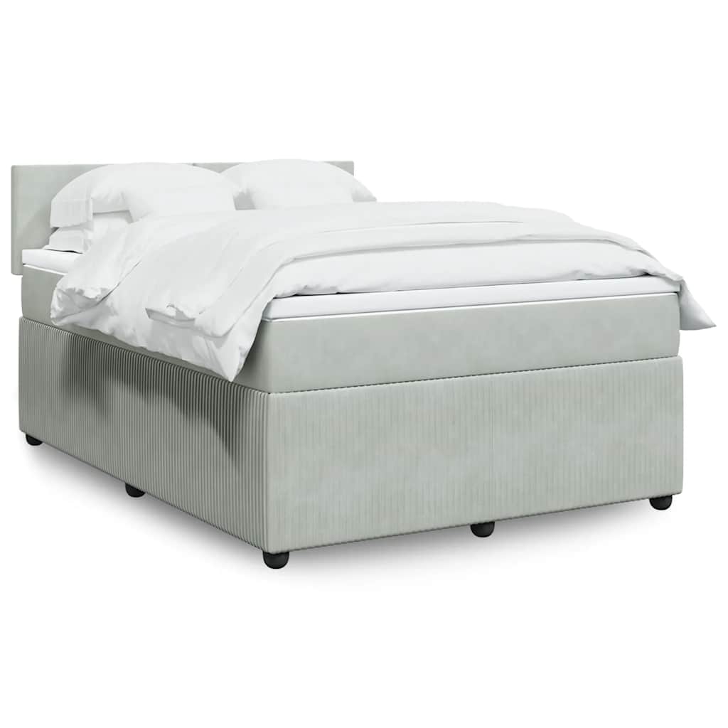 Boxspring met matras fluweel lichtgrijs 140x200 cm is nu te koop bij PeponiXL, paradijselijk wonen!