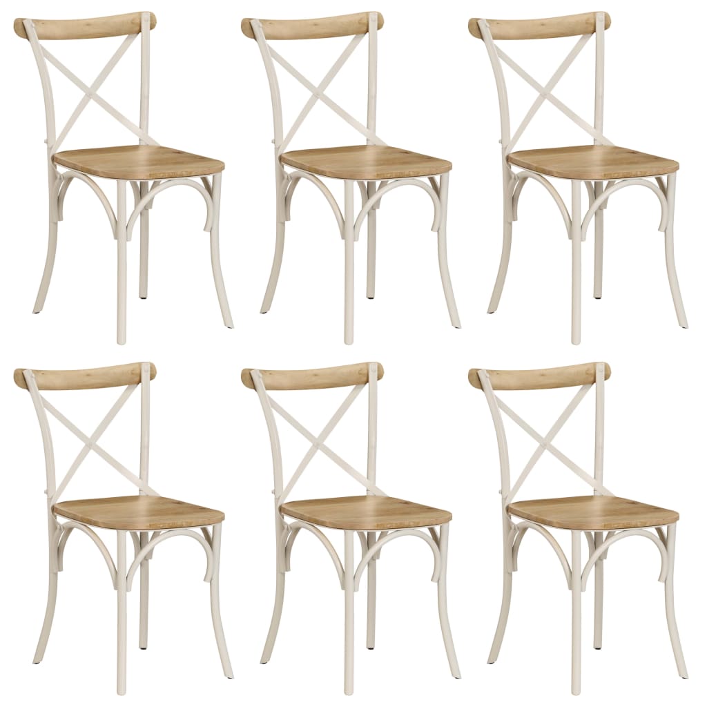 Kruisstoelen 6 st massief mangohout wit is nu te koop bij PeponiXL, paradijselijk wonen!