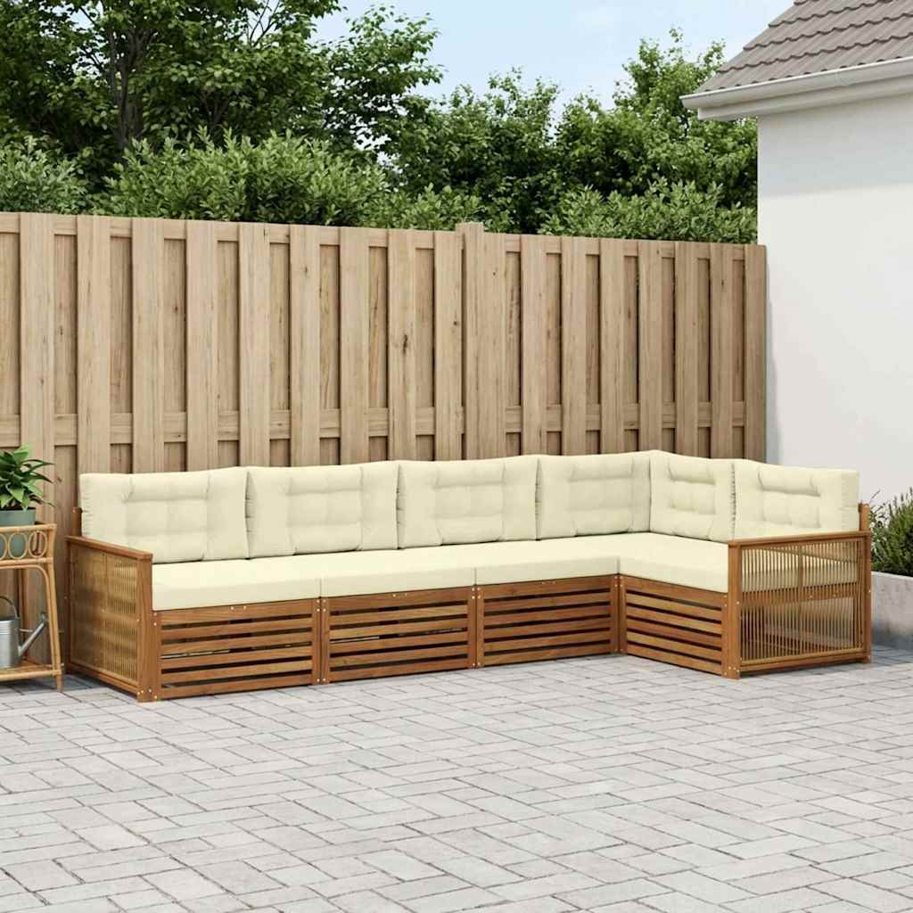 Buiten bankenset met kussen 5 pcs Natuurlijk en Crème is nu te koop bij PeponiXL, paradijselijk wonen!