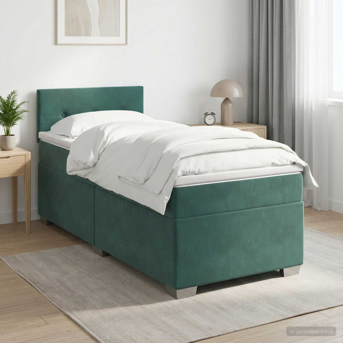 Boxspringbed met matras Donkergroen 90 x 200 cm Fluweel is nu te koop bij PeponiXL, paradijselijk wonen!
