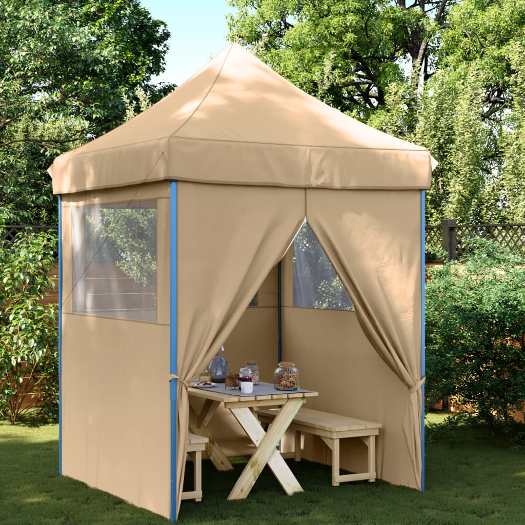 Partytent inklapbaar pop-up met 4 zijwanden beige is nu te koop bij PeponiXL, paradijselijk wonen!