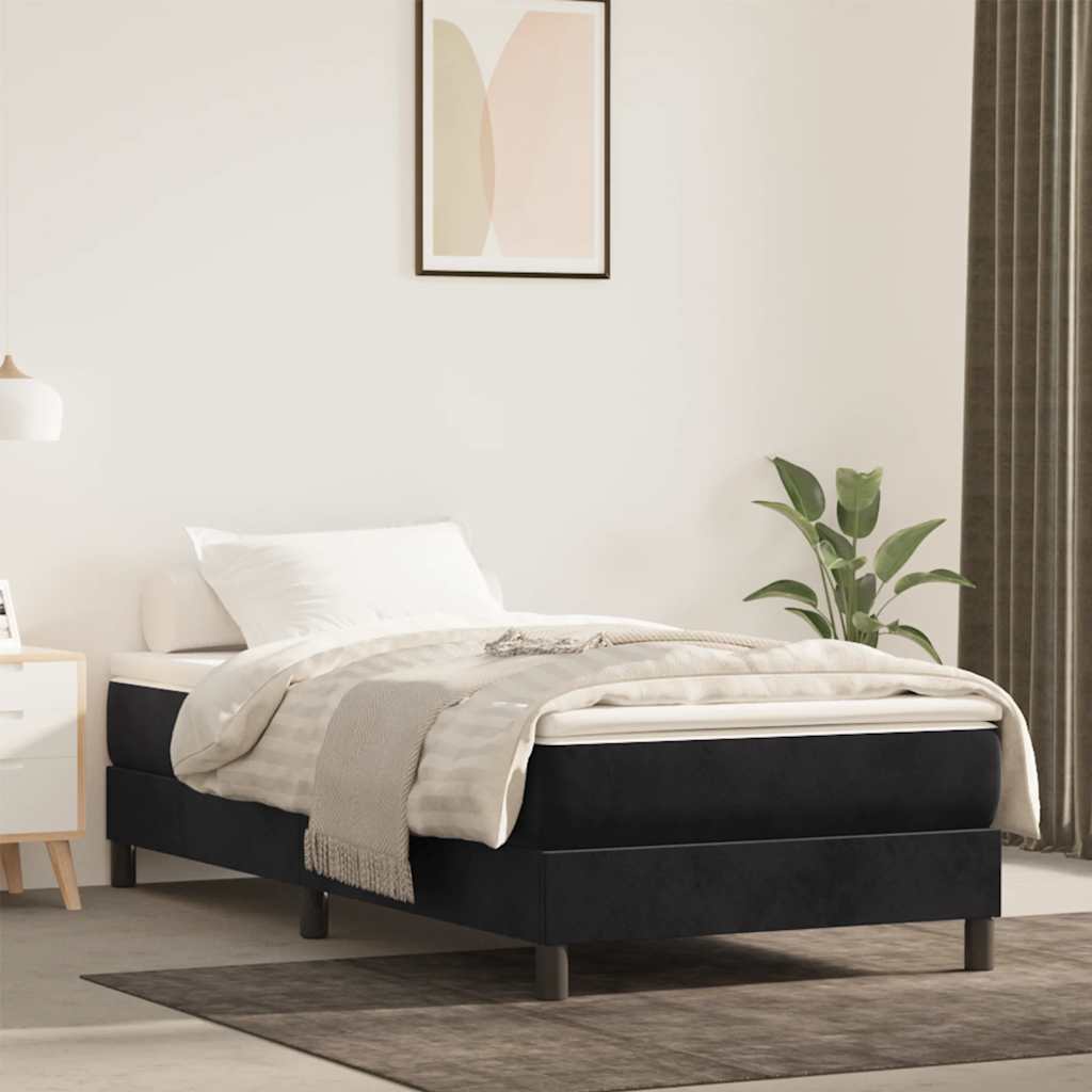 Pocketveringmatras medium 100x220x20 cm fluweel zwart is nu te koop bij PeponiXL, paradijselijk wonen!