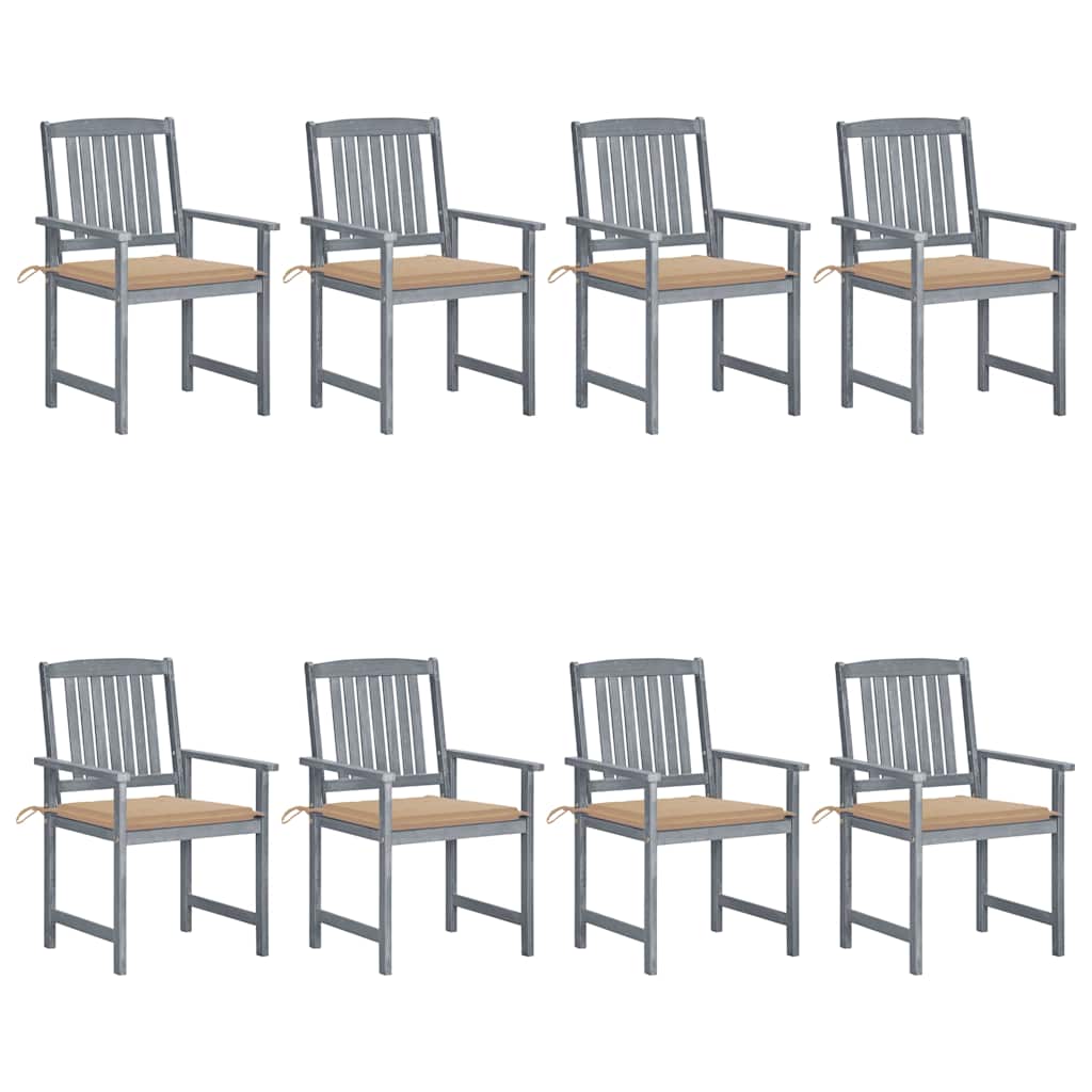 Tuinstoelen 8 st met kussens massief acaciahout grijs is nu te koop bij PeponiXL, paradijselijk wonen!