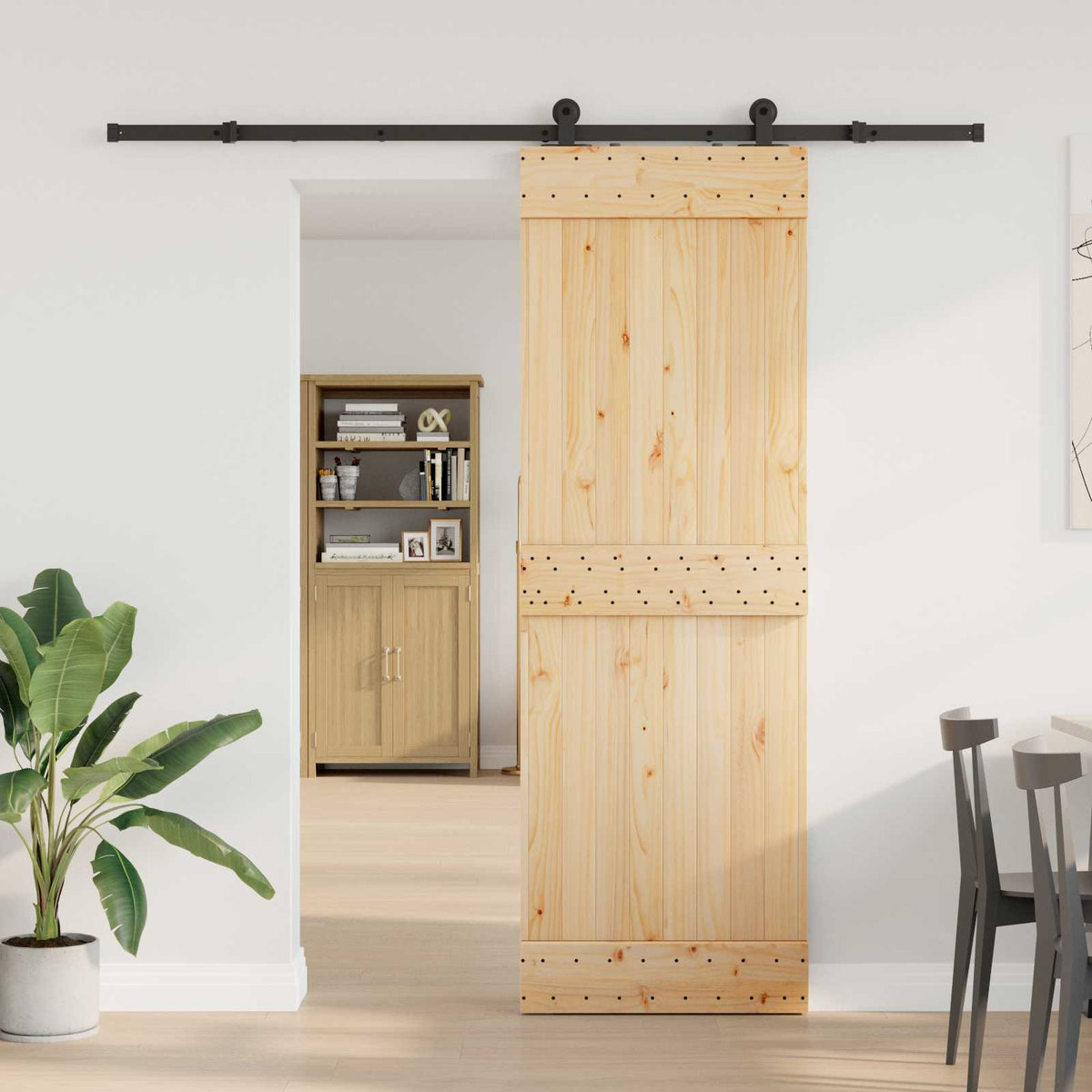 Schuifdeur NARVIK Naturel en Zwart 70 x 210 cm (213,5 cm) is nu te koop bij PeponiXL, paradijselijk wonen!