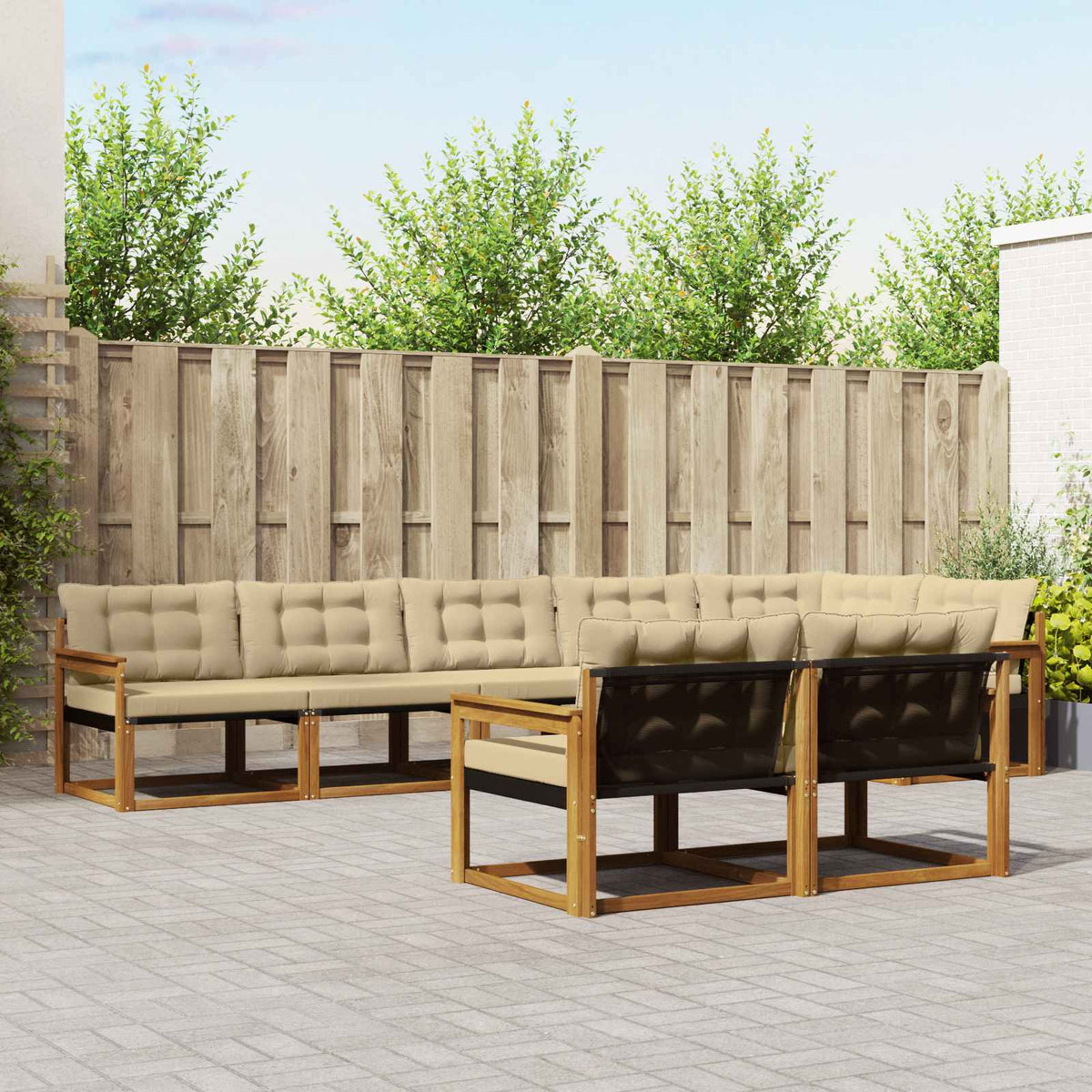 Buiten bankenset met kussen 8 pcs Natuurlijk en Beige is nu te koop bij PeponiXL, paradijselijk wonen!