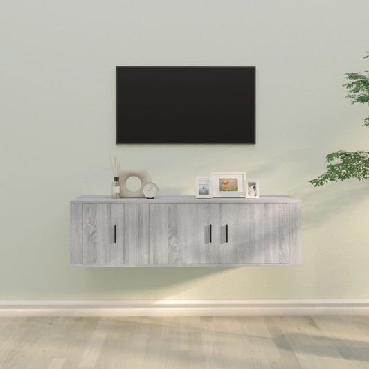 2-delige Tv-meubelset bewerkt hout grijs sonoma eikenkleurig is nu te koop bij PeponiXL, paradijselijk wonen!