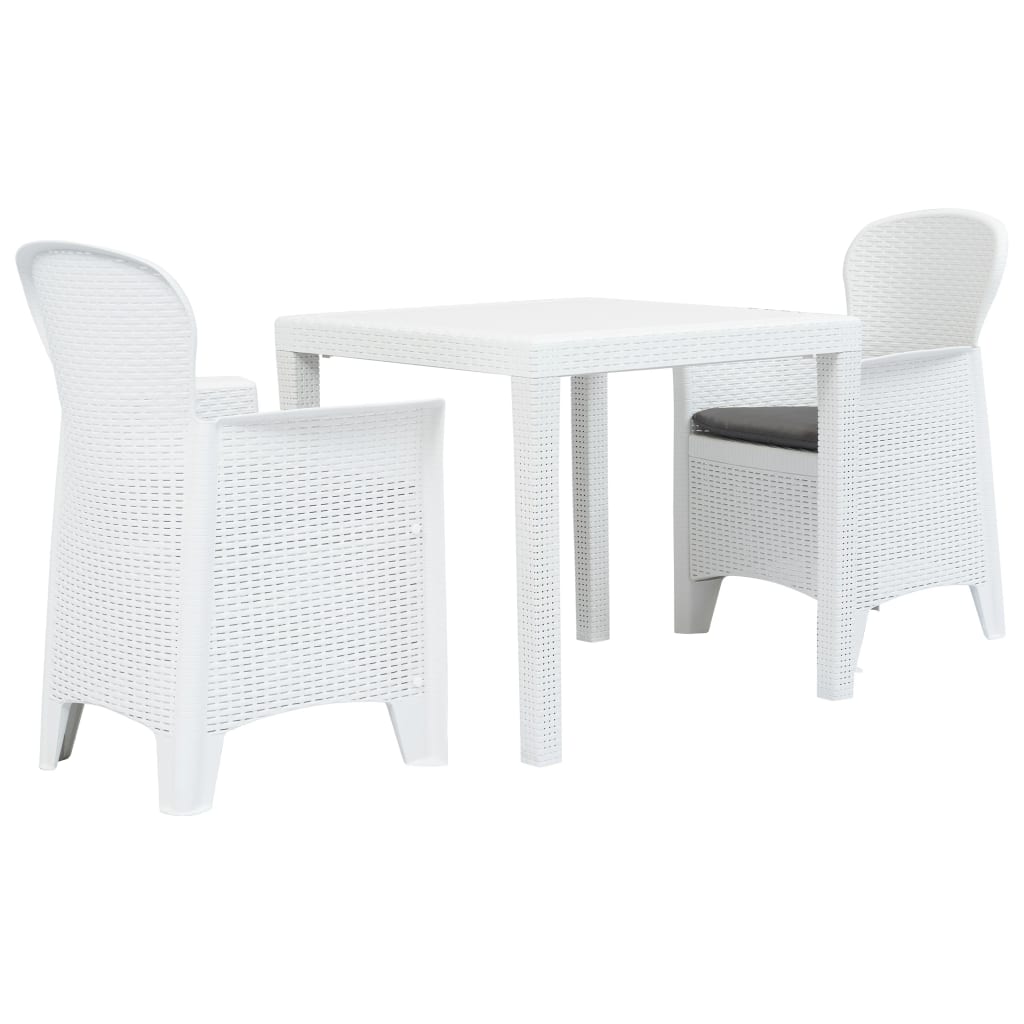 3-delige Bistroset rattan-look kunststof wit is nu te koop bij PeponiXL, paradijselijk wonen!