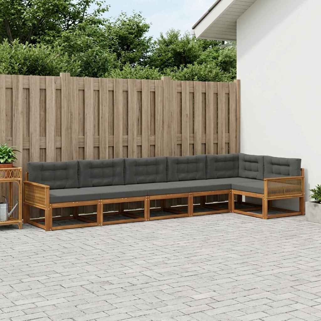Buiten bankenset met kussen 6 pcs Natuurlijk en Antraciet is nu te koop bij PeponiXL, paradijselijk wonen!