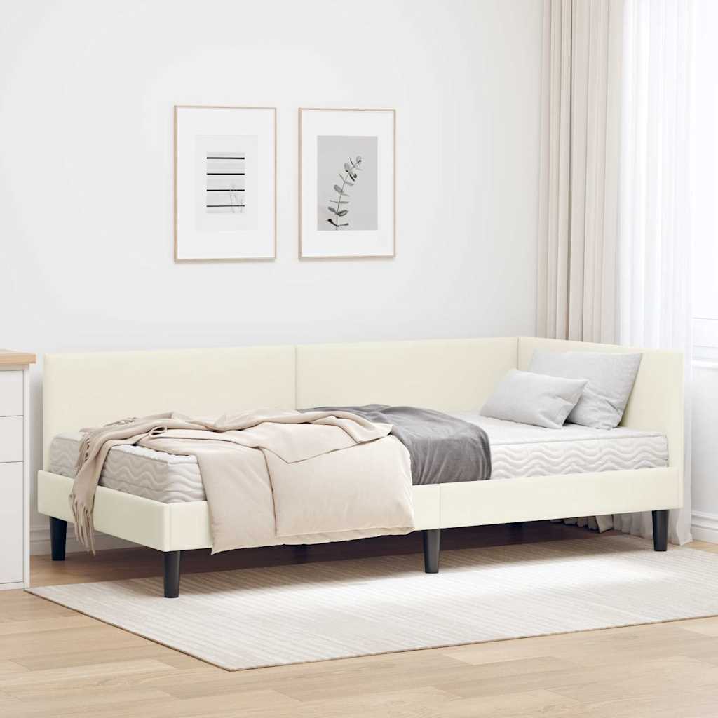 Hoekbedframe met Matras Anders 2 pcs Crème Fluweel is nu te koop bij PeponiXL, paradijselijk wonen!