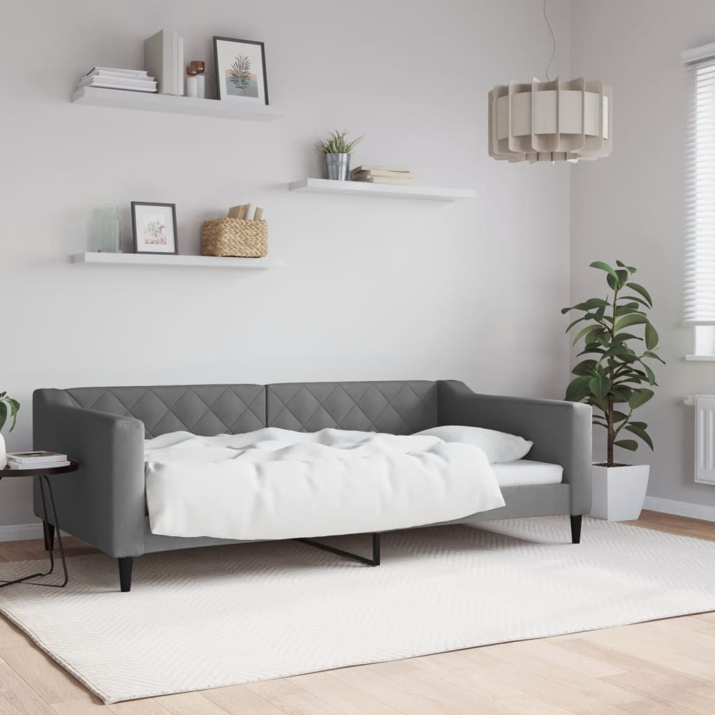 Slaapbank 100x190 cm stof donkergrijs is nu te koop bij PeponiXL, paradijselijk wonen!
