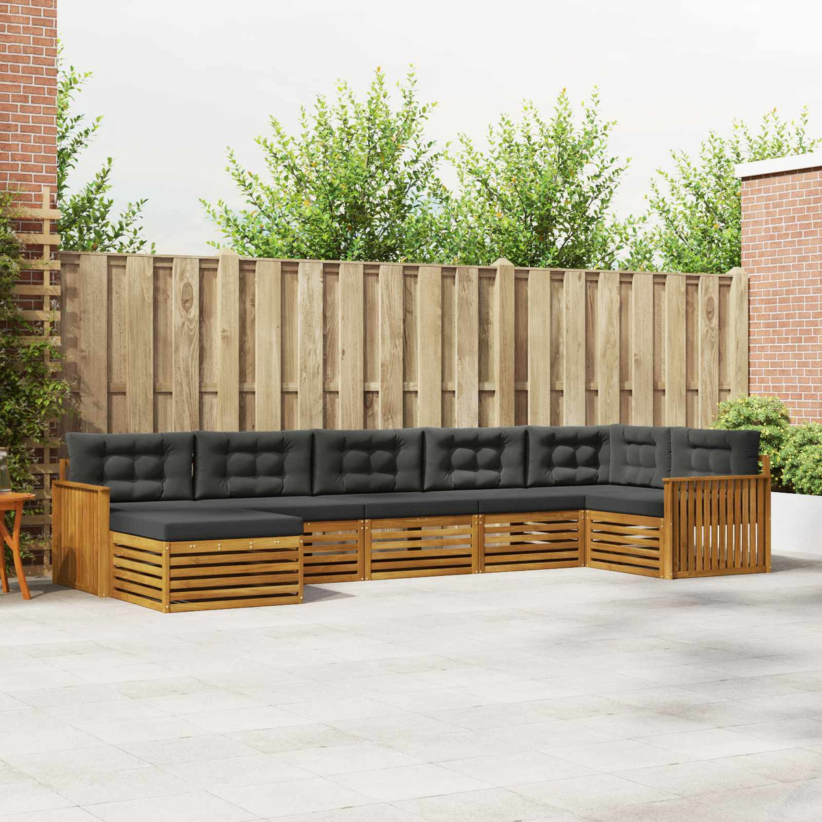 Buiten bankenset met kussen 7 pcs Natuurlijk en Antraciet is nu te koop bij PeponiXL, paradijselijk wonen!