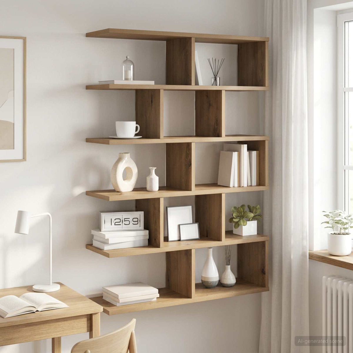 Wandplank Artisanaal eiken 70 x 20 x 100 cm Bewerkt hout is nu te koop bij PeponiXL, paradijselijk wonen!