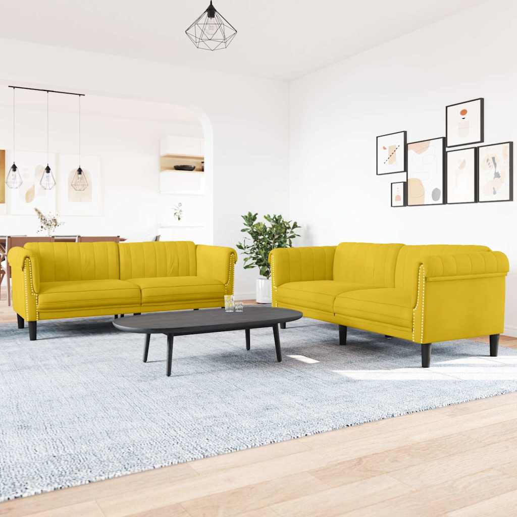 2-delige Loungeset fluweel geel is nu te koop bij PeponiXL, paradijselijk wonen!