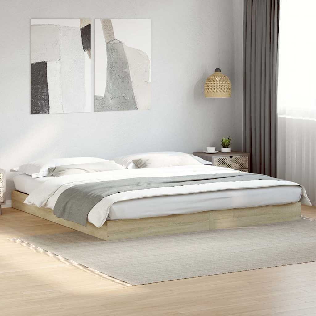 Bedframe zonder matras hout sonoma eikenkleurig 180x200 cm is nu te koop bij PeponiXL, paradijselijk wonen!