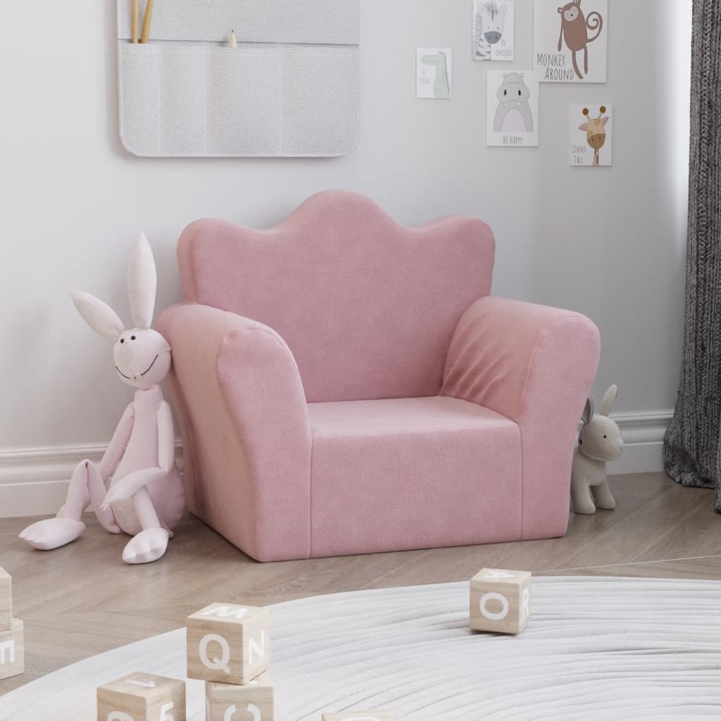 Kinderbank zacht pluche roze is nu te koop bij PeponiXL, paradijselijk wonen!
